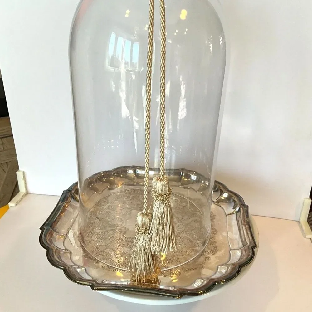Stunning vintage glass bell jar glass cloche tall; must see